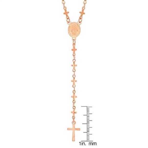 NEW•18K ROSE GOLD ROSELLY LARIAT ROSARY NECKLACE - Picture 3 of 13